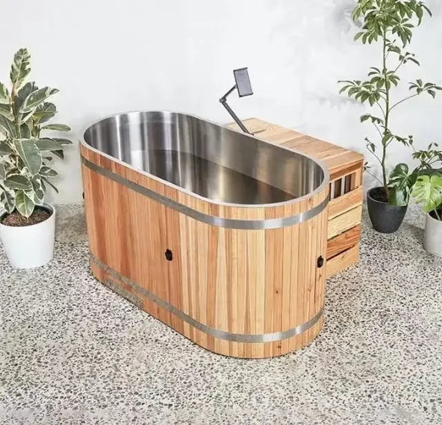 Portable Wooden Cold Plunge Tub with Chiller