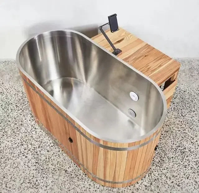 Portable Wooden Cold Plunge Tub with Chiller