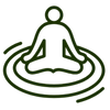 Outline of a person meditating in water on a white background