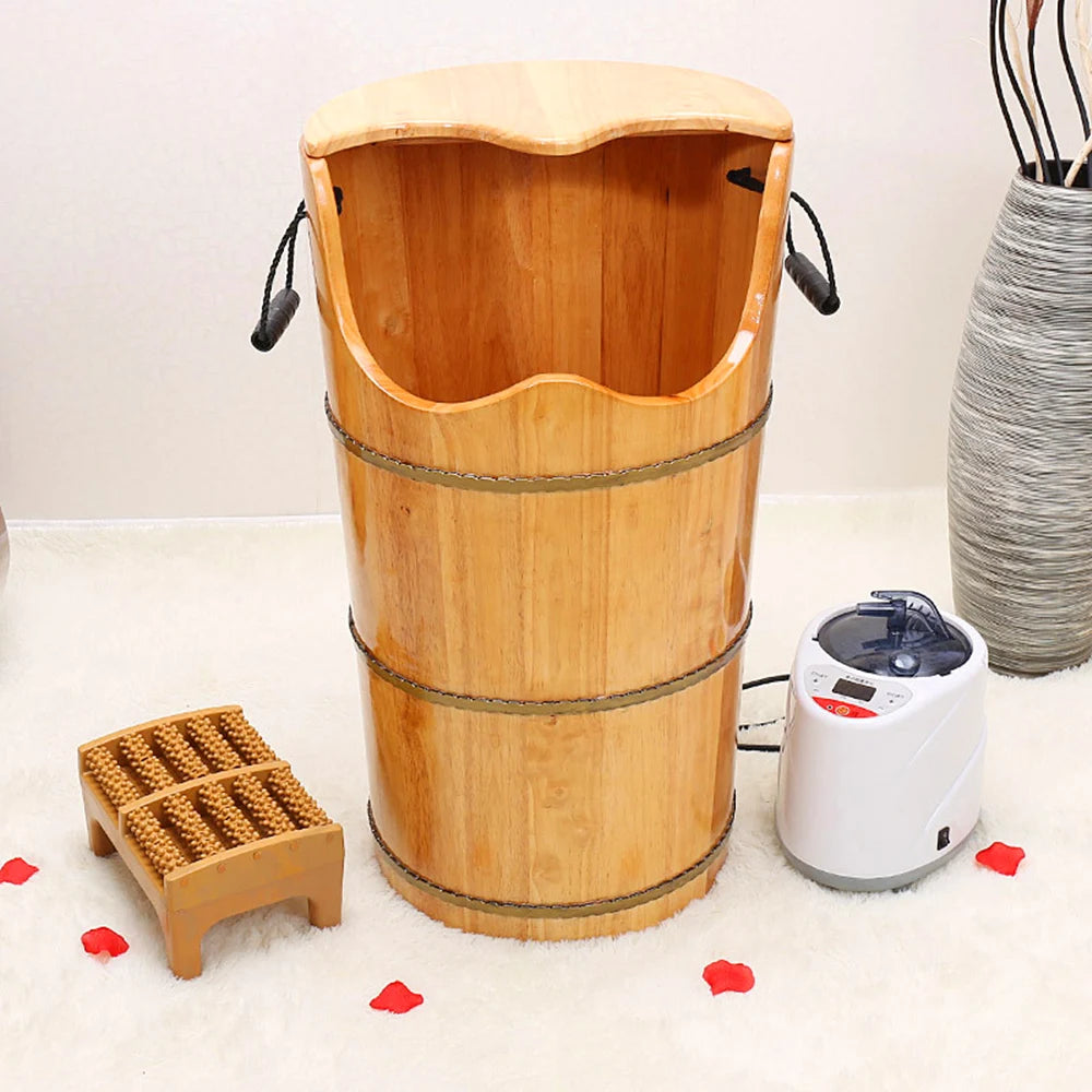 Wood Sauna Steam Solid Wood Bubble Foot Barrel Foot Tub Steamed Feet Steam Generator Personal Care Appliances Home Spa