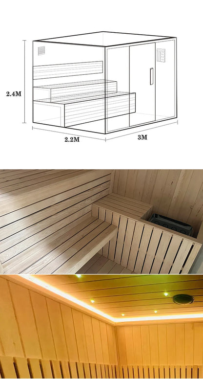 Indoor Sauna Personal Home Use Far Infrared Solid Wood 2 Person Dry Steam Sauna Room Modern Electric Sauna