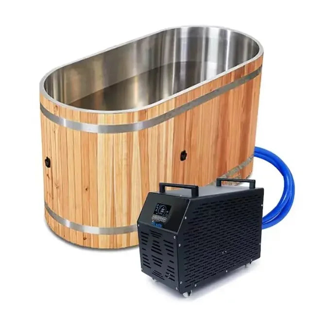 Portable Wooden Cold Plunge Tub with Chiller