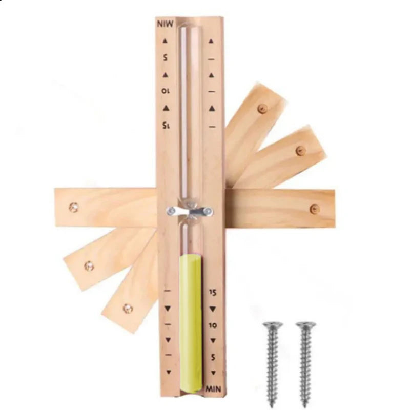 Wood Wall-mounted Sauna Hourglass Timer Portable Rotating Accurate Scaled Sandglass Home Bathroom Bath House Glass Sand Clock Lemon Yellow