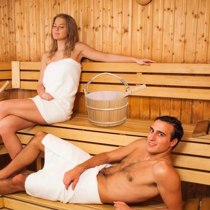 Portable Wooden Sauna Bucket and Ladle Accessory Kit