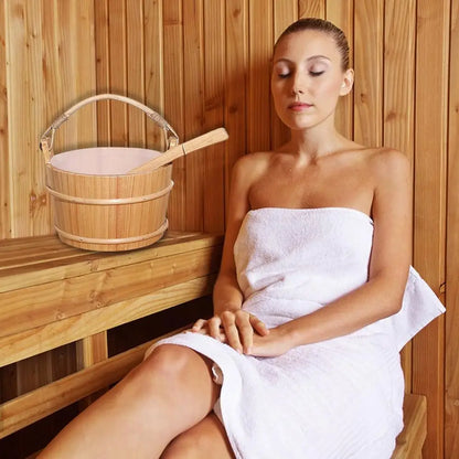 Portable Wooden Sauna Bucket and Ladle Accessory Kit