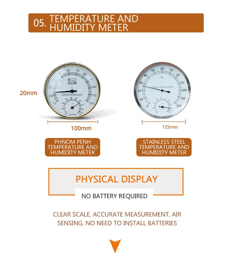 Traditional Wooden Sauna Bucket with Ladle for Steam Thermometer