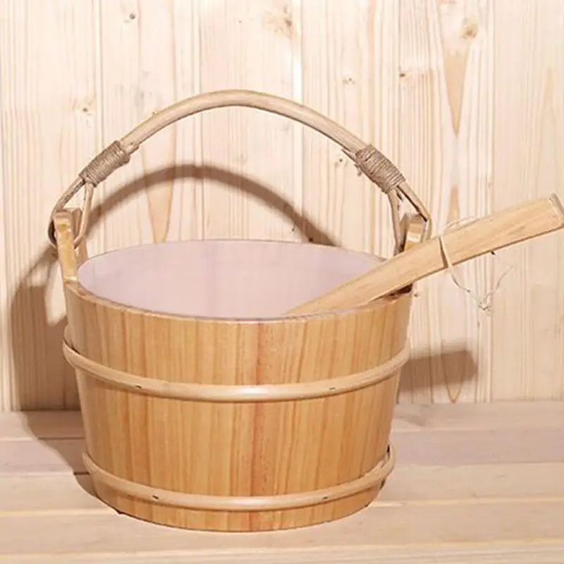 Portable Wooden Sauna Bucket and Ladle Accessory Kit