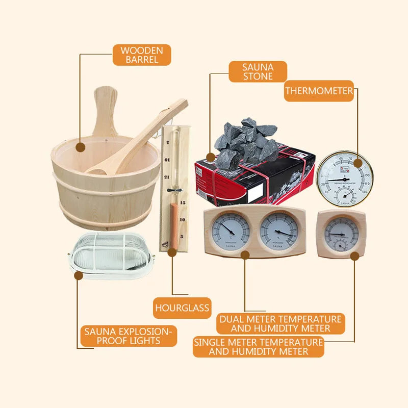 Traditional Wooden Sauna Bucket with Ladle for Steam