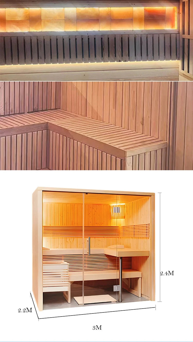 Indoor Sauna Personal Home Use Far Infrared Solid Wood 2 Person Dry Steam Sauna Room Modern Electric Sauna