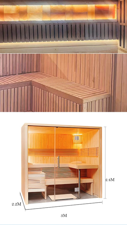 Indoor Sauna Personal Home Use Far Infrared Solid Wood 2 Person Dry Steam Sauna Room Modern Electric Sauna